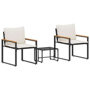 vidaXL M&ouml;belsets 3 stk. Schwarz und Cremewei&szlig; Rattan