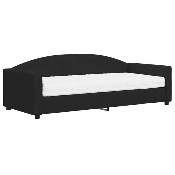 vidaXL Tagesbett mit Matratze Schwarz 90x200 cm Stoff