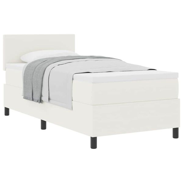 vidaXL Boxspringbett Creme und Wei&szlig; 203 x 90 x 88 cm Cordstoff