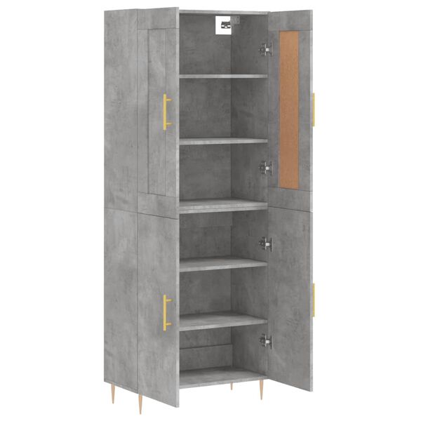 vidaXL Highboard Betongrau 69,5x34x180 cm Holzwerkstoff