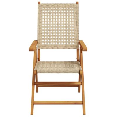 vidaXL Gartenstühle 2 Stk. Beige Massivholz Akazie und Poly Rattan