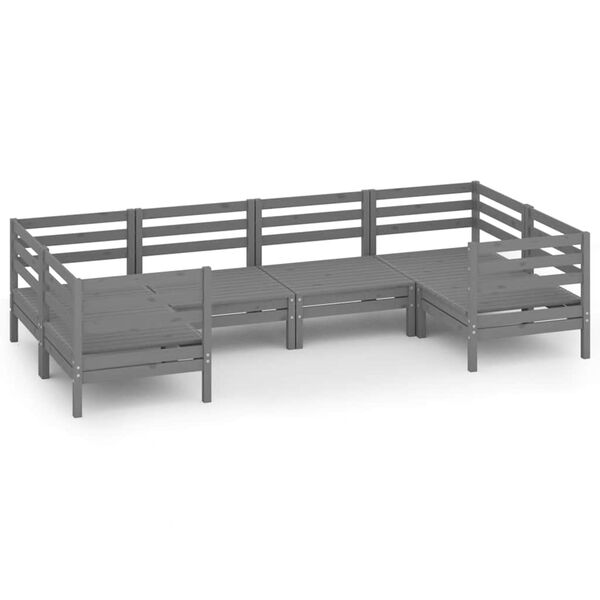 vidaXL 6-tlg. Garten-Lounge-Set Grau Massivholz Kiefer