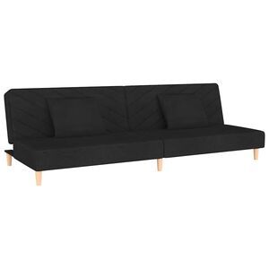 vidaXL Schlafsofa 2-Sitzer mit 2 Kissen Schwarz Stoff