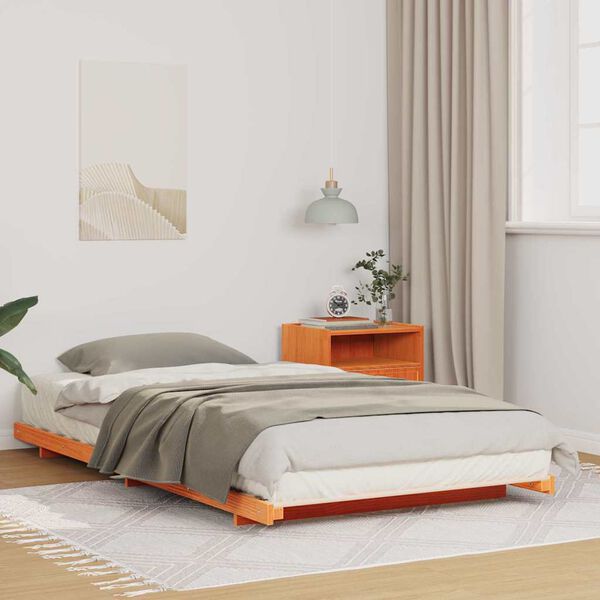 vidaXL Bodenbettgestell Wachsbraun 80 x 210 cm Massivholz Kiefer