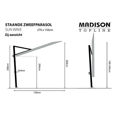 Madison Balkonschirm Sun Wave 270x150 cm Ecru PAC3P016