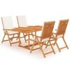 vidaXL 5-tlg. Garten-Essgruppe mit Kissen Massivholz Teak