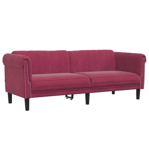 vidaXL Sofa 3-Sitzer Weinrot Samt