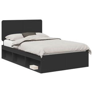 vidaXL Bettrahmen Schwarz 135 x 190 cm Massives Kiefernholz