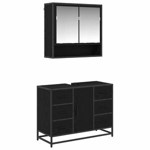 vidaXL Badezimmerm&ouml;bel-Set 2 stk. Schwarz Eichen-Optik 80 x 33 x 60 cm