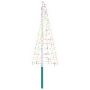 vidaXL Weihnachtsbaum-Lichterkette mit Erdspie&szlig; und Fahnenmast 180 cm