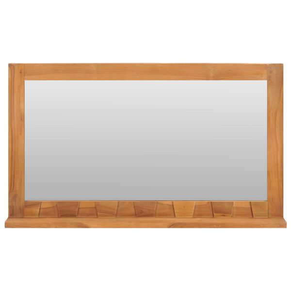vidaXL Wandspiegel mit Regal 100&times;12&times;60 cm Teak Massivholz