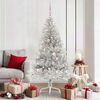 vidaXL K&uuml;nstlicher vorbeleuchteter Weihnachtsbaum Silber 180 cm PET