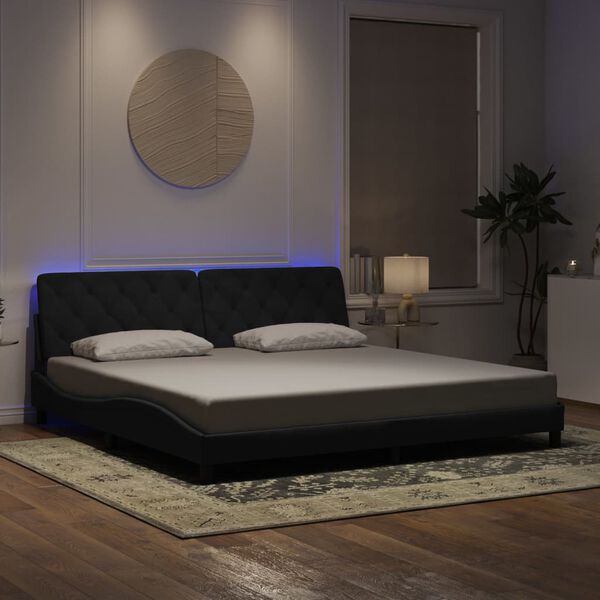 vidaXL Bettgestell mit LED ohne Matratze Schwarz 200x200 cm Samt