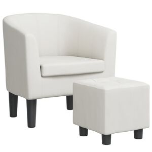 vidaXL Clubsessel mit Fu&szlig;hocker Wei&szlig; Kunstleder