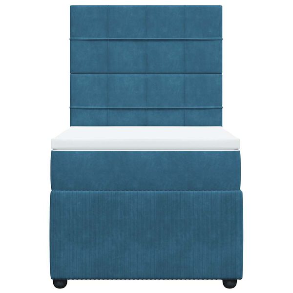 vidaXL Boxspringbett mit Matratze Dunkelblau 90x200 cm Samt