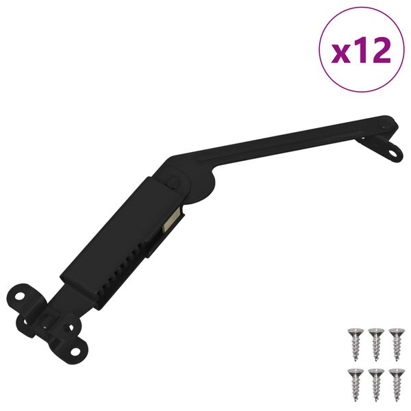 vidaXL Deckelst&uuml;tzscharnier 12 pcs Schwarz 192 x 32 x 50 mm Stahl