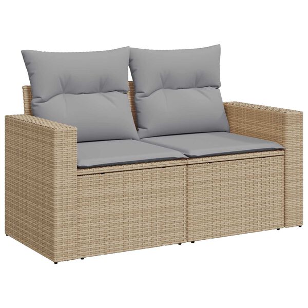 vidaXL Garten-Sofa-Set 10 pcs Beige Poly-Rattan