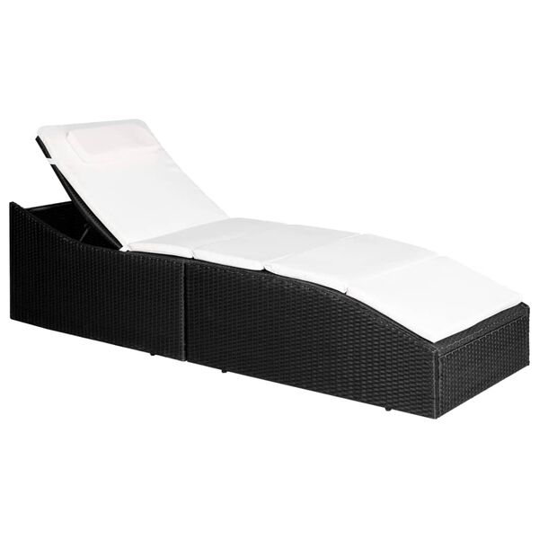 vidaXL Sonnenliege mit Polsterauflage Poly Rattan Schwarz