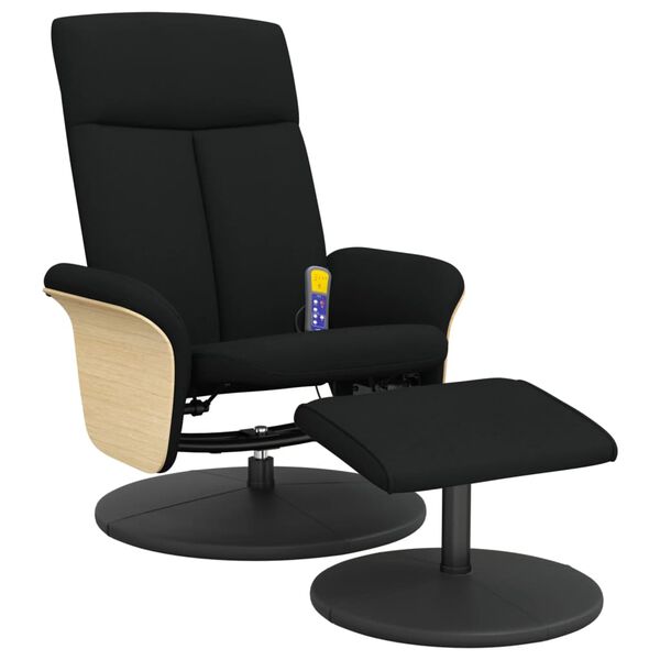 vidaXL Massagesessel mit Fu&szlig;hocker Schwarz Stoff