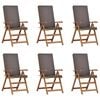 vidaXL Gartenstuhl 6 Stk. Braun und Grau Massivholz Teak