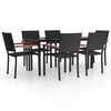 vidaXL 7-tlg. Garten-Essgruppe Schwarz Poly Rattan