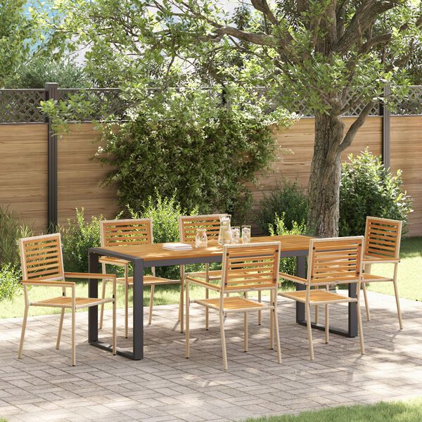 vidaXL Garten Essgruppe 7 pcs Beige und Braun Poly-Rattan