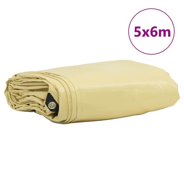 vidaXL Plane 650g / m&sup2; Beige 5 x 6 m Canvas mit PVC-Beschichtung