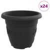 vidaXL Runder Blumentopf 24 stk. Schwarz &Oslash; 22 x 18 cm Kunststoff