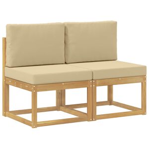 vidaXL 2 St&uuml;ck Outdoor Mittelsofa Massivholz Akazie Wei&szlig;