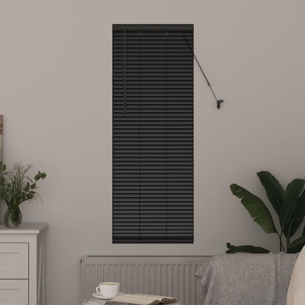 vidaXL Fensterjalousie mit Vorh&auml;ngen Schwarz Aluminium