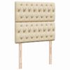 vidaXL Boxspringbett mit Matratze Creme 90x200 cm Stoff