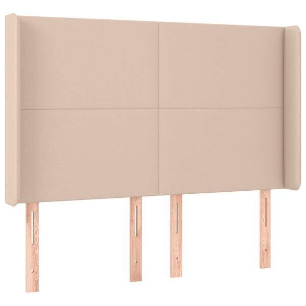 vidaXL Kopfteil mit Ohren Cappuccino-Braun 147x16x118/128cm Kunstleder