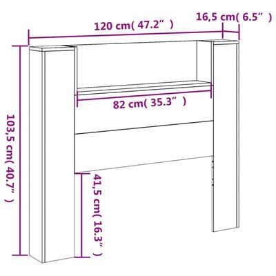 vidaXL LED-Kopfteil mit Ablagen Weiß 120x16,5x103,5 cm