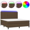 vidaXL Boxspringbett mit Matratze & LED Dunkelbraun 180x200 cm Stoff