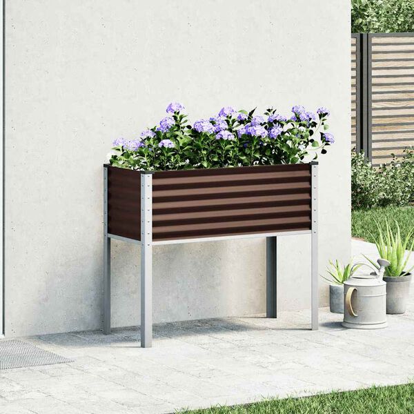 vidaXL Garten-Pflanzgef&auml;&szlig; Braun 100 x 45 x 90 cm Stahl