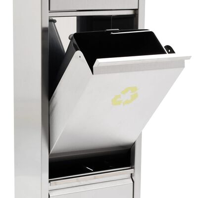 vidaXL Recycling Abfalleimer Silbern Edelstahl 24 L