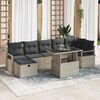 vidaXL Garten-Sofa-Set mit Kissen 8 pcs Hellgrau Poly Rattan