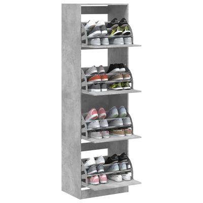 vidaXL Schuhschrank mit 4 Klappen Betongrau 60x42x204 cm