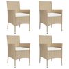 vidaXL 5-tlg. Garten-Essgruppe mit Kissen Beige Poly Rattan
