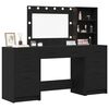 vidaXL Schminktisch mit Regal 3 pcs Schwarz Eichen-Optik Holzwerkstoff