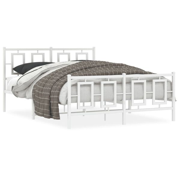 vidaXL Bettgestell mit Kopf- und Fu&szlig;teil Metall Wei&szlig; 140x190 cm