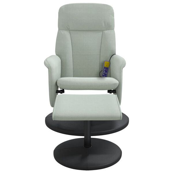 vidaXL Massagesessel mit Fu&szlig;hocker Hellgrau Samt