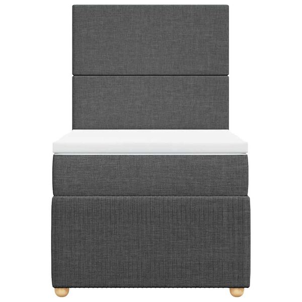 vidaXL Boxspringbett mit Matratze Dunkelgrau 90x200 cm Stoff