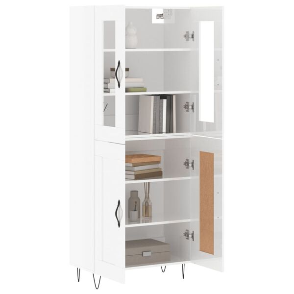 vidaXL Highboard Hochglanz-Wei&szlig; 69,5x34x180 cm Holzwerkstoff