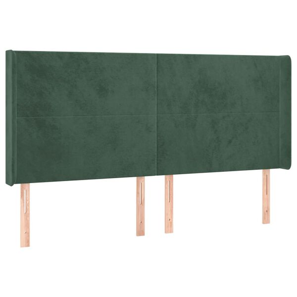 vidaXL LED Kopfteil Dunkelgr&uuml;n 183x16x118/128 cm Samt