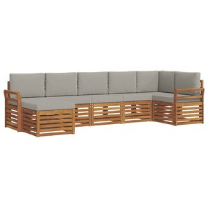 vidaXL Outdoor-Sofagarnitur 7 stk. Nat&uuml;rlich und Hellgrau