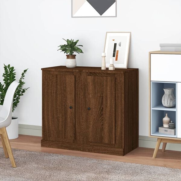 vidaXL Sideboards 2 Stk. Braun Eichen-Optik 37,5x35,5x67,5 cm
