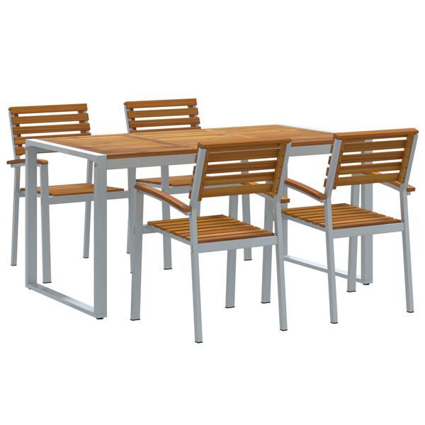 vidaXL Garten Essgruppe 5 pcs Grau Massivholz Akazie