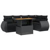 vidaXL 6-tlg. Garten-Sofagarnitur mit Kissen Schwarz Poly Rattan