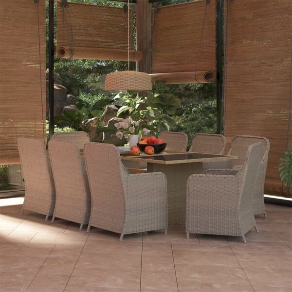 vidaXL 7-tlg. Garten-Essgruppe Poly Rattan Braun
